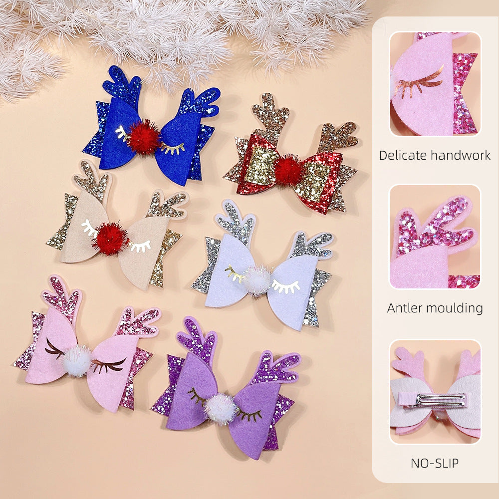 Christmas Antlers Bow Decorative Hair Clip HAIRPINS SHOP