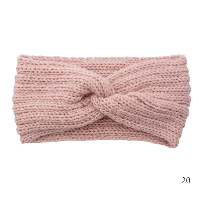 Knitted cross hair band for winter HAIRPINS SHOP