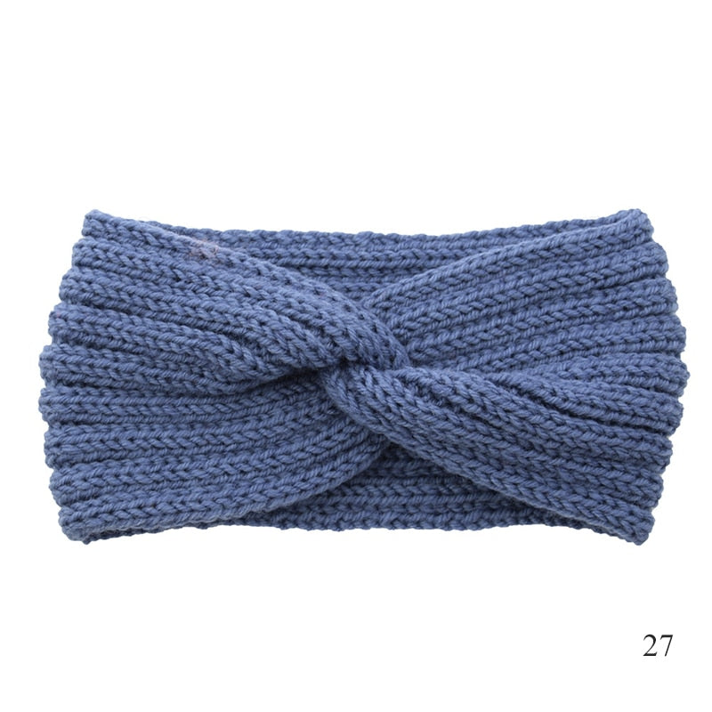 Knitted cross hair band for winter HAIRPINS SHOP