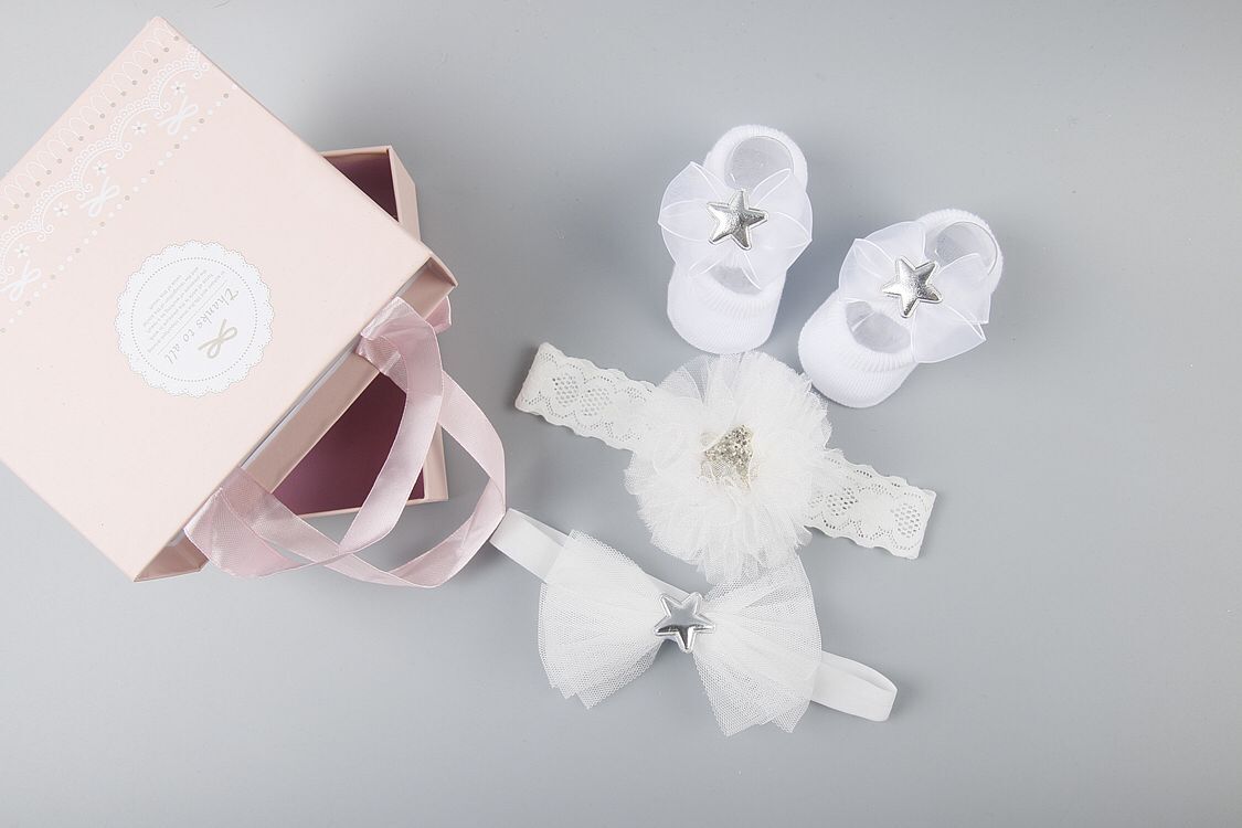 New baby hair accessories hair bands, shoes Gift set box HAIRPINS SHOP