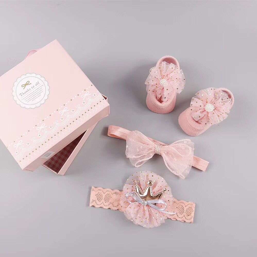 New baby hair accessories hair bands, shoes Gift set box HAIRPINS SHOP