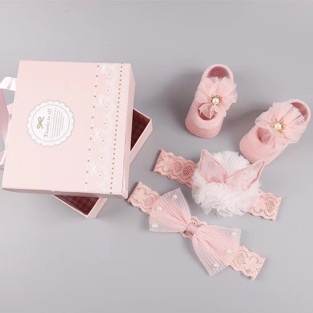 New baby hair accessories hair bands, shoes Gift set box HAIRPINS SHOP